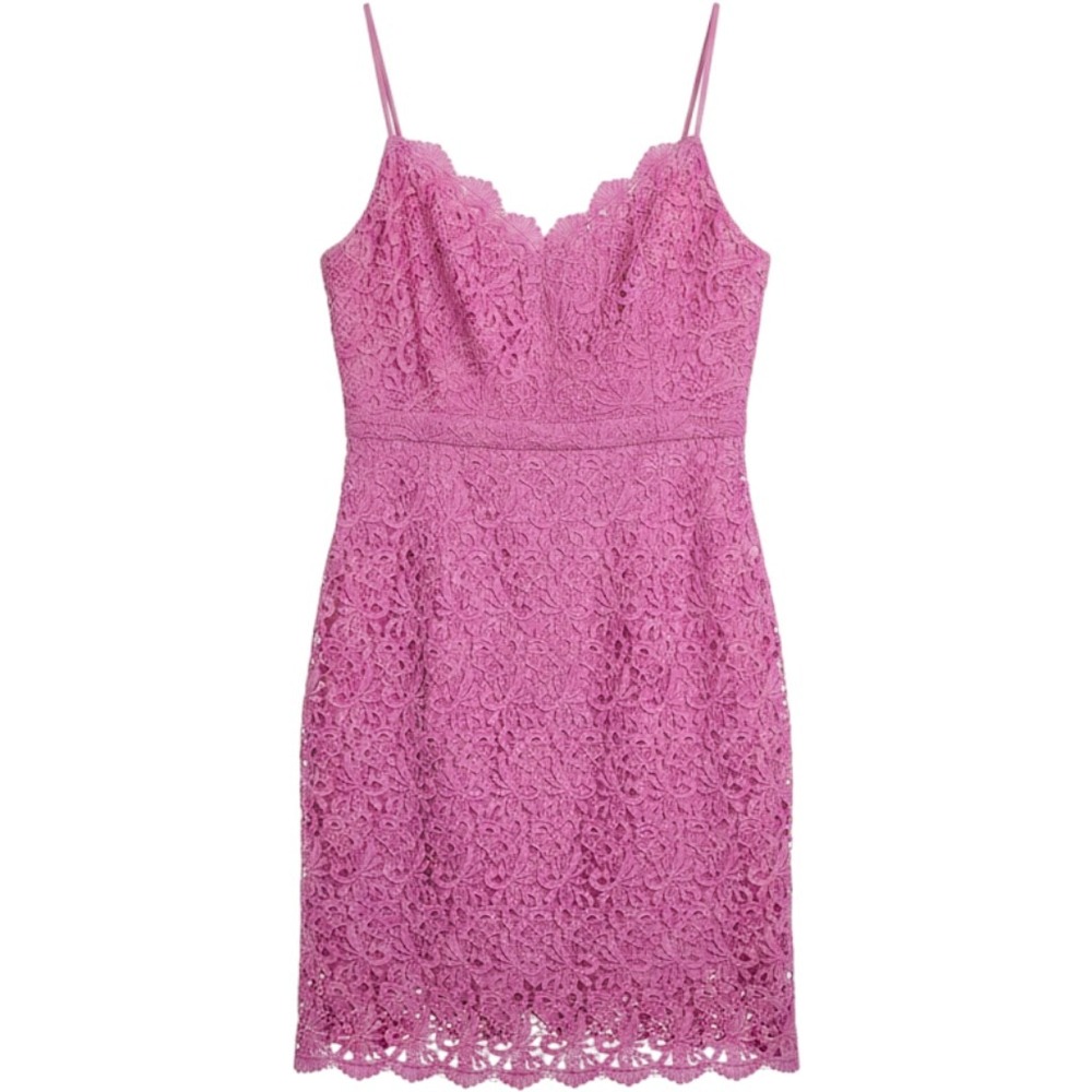 J.Crew Floral Lace Sheath Dress Pink Barbiecore Women Size 16